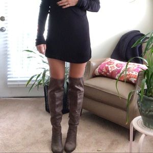 Brown Over the Knee Heeled Boots